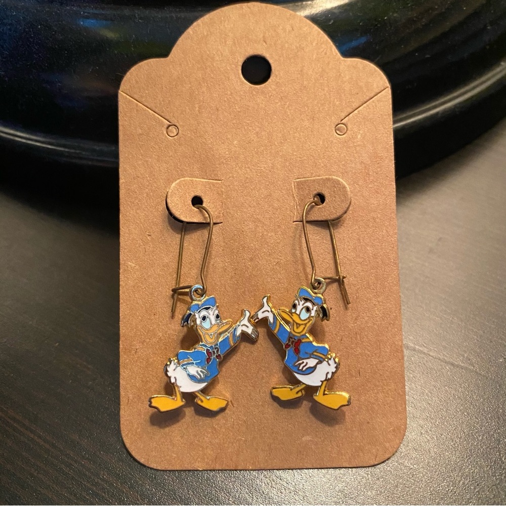 Vintage Gold Accented Donald Duck Earrings from Disney World
